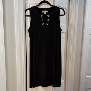 Michael Kors Black Shift Dress with Gold Accents
